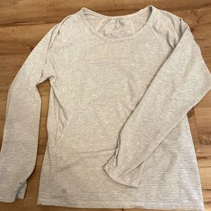 Athleta gray and white stripe long sleeve
